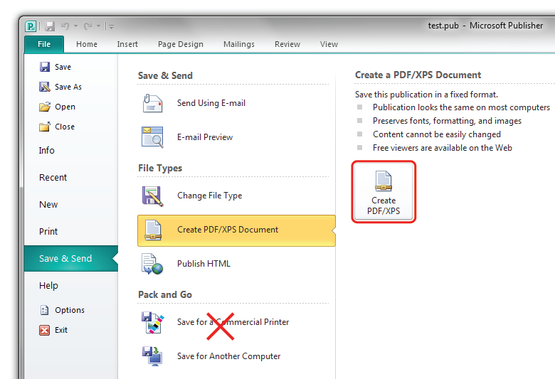 Microsoft Publisher Tutorial to Setup Files for Print