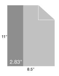 letter page cut to one-third long-wise 2.83x11