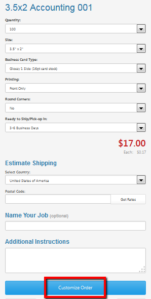 customize order on design  template