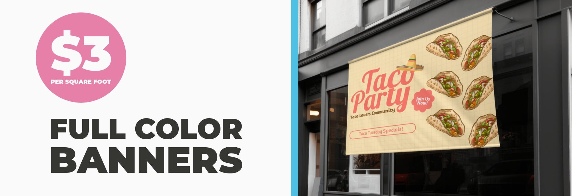 full color banners for 3.00 per square foot
