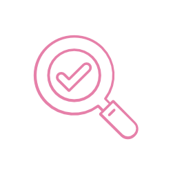 Magnifying glass with checkmark icon