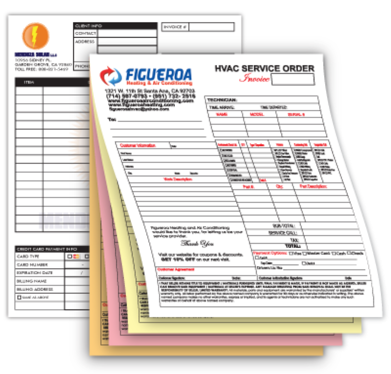 Customized Carbon Copy Forms - Receipts, Invoices, Orders